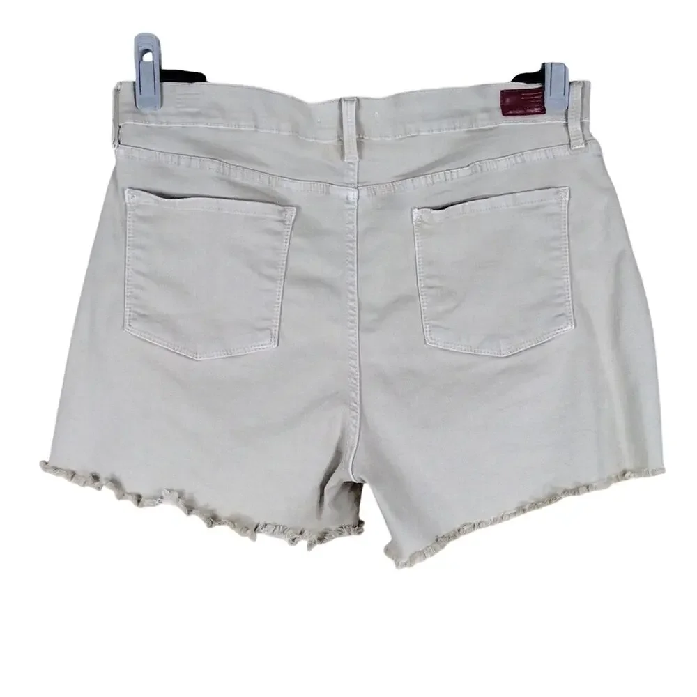 Whetherly Delon Shorts Women’s 34/18 Beige High Rise Button Fly Denim Stretch